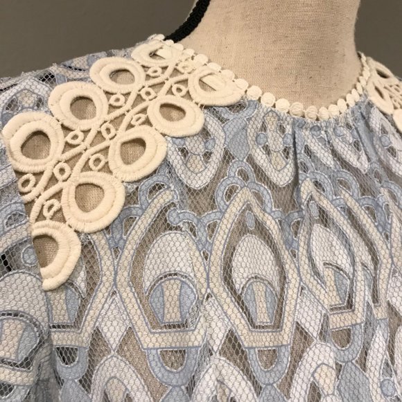 SOLD Anthro HD in Paris Signa Blue Lace Cut Out Blouse - Picture 2 of 9